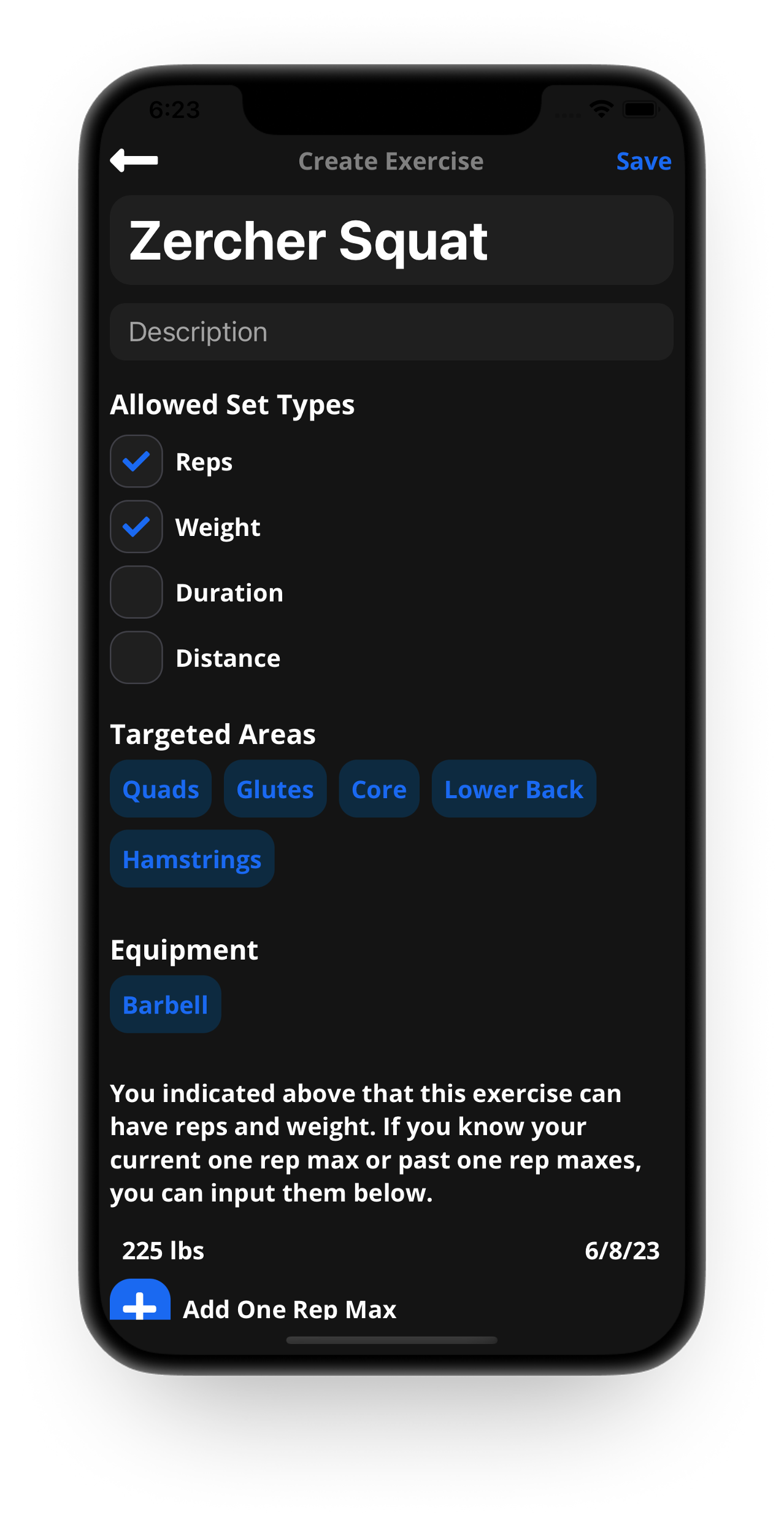 create exercise screenshot