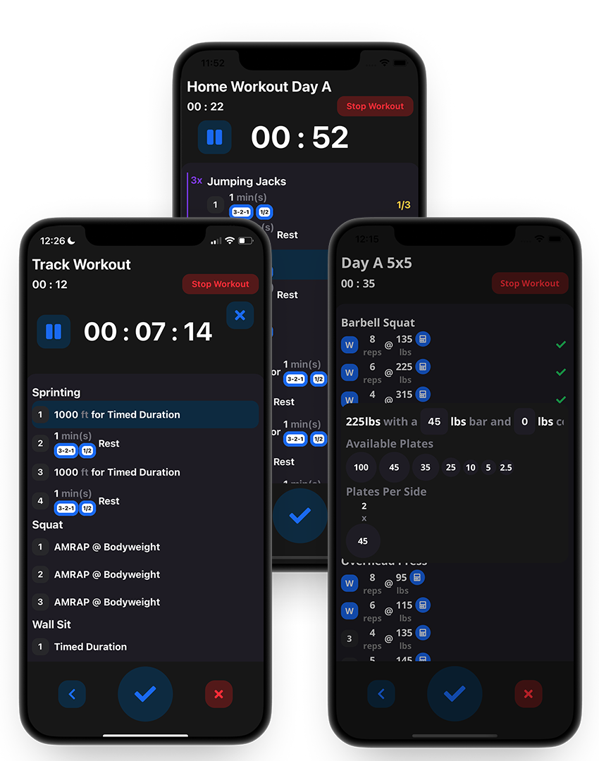 timer, stopwatch, and plate calculator screenshot