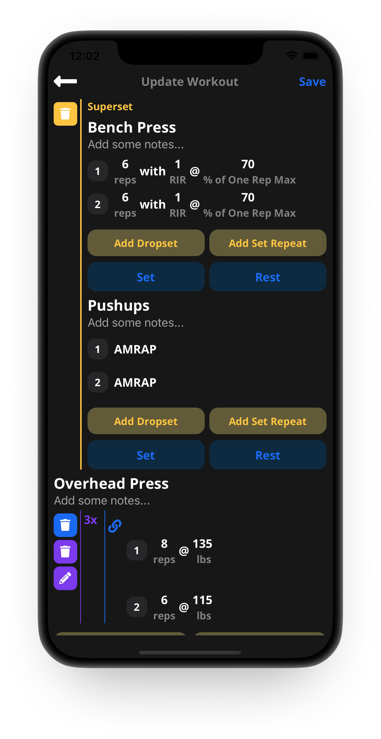 create workout screenshot